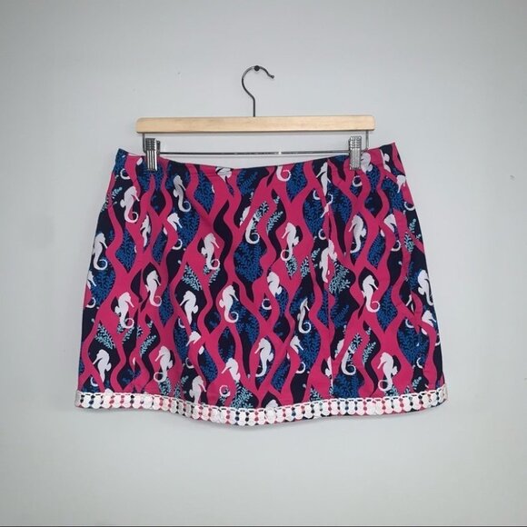 Crown‎  & Ivy Skort Seahorse Pink Blue Crochet Wrap Style Size 12 US Petite - Picture 4 of 9